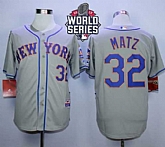New York Mets #32 Steven Matz Gray Road Cool Base 2015 World Series Patch Stitched MLB Jersey,baseball caps,new era cap wholesale,wholesale hats